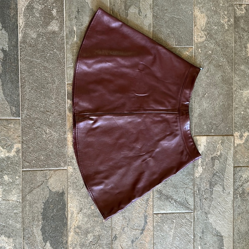Maroon, leather, circle skirt